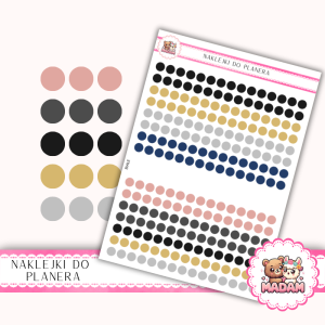 Naklejki kółka 6 mm MIX Nowy Rok 13×18 - złoto-srebrne eleganckie kropki - MaDam Creative