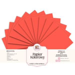 Papier Ksero Kolorowy Czerwony Koralowy A4 80g 100 arkuszy, MaDam Creative