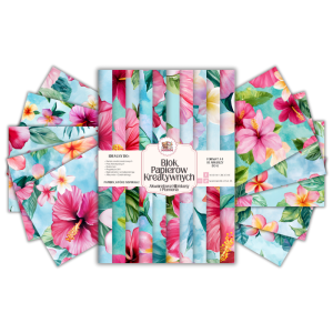 Blok Papierów Kreatywnych Akwarelowe Hibiskusy i Plumeria - do Scrapbookingu i Journalingu MaDam Creative