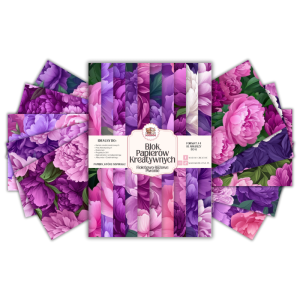 Blok Papierów Kreatywnych Fioletowo-Różowe Piwonie - do Scrapbookingu i Journalingu MaDam Creative