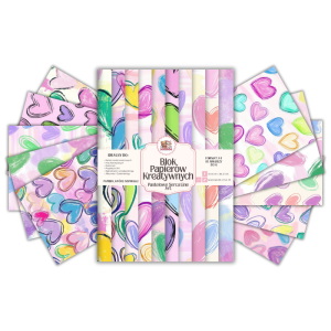 Blok Papierów Kreatywnych Pastelowe Serca Line Art - do Scrapbookingu i Journalingu MaDam Creative