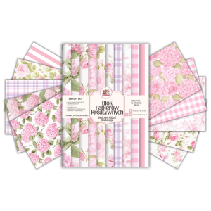 Blok Papierów Kreatywnych Różowe Róże i Hortensje - do Scrapbookingu i Journalingu MaDam Creative