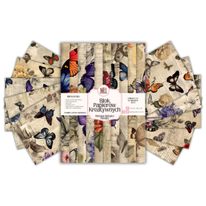 Blok Papierów Kreatywnych Vintage Motyle i Kwiaty - do Scrapbookingu i Journalingu MaDam Creative