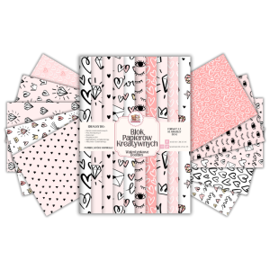 Blok Papierów Kreatywnych Walentynkowe Doodles - do Scrapbookingu i Journalingu MaDam Creative