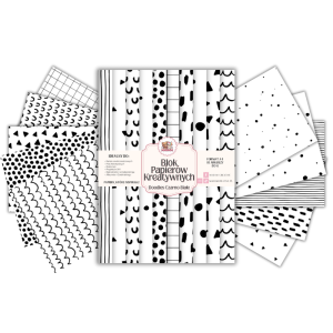 Blok Papierów Kreatywnych Doodles Czarno-Białe - do Scrapbookingu i Journalingu MaDam Creative