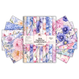 Blok Papierów Kreatywnych Pastelowe Akwarelowe Kwiaty - do Scrapbookingu i Journalingu MaDam Creative
