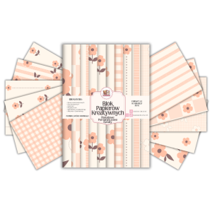 Blok Papierów Kreatywnych Pastelowe Pomarańczowe Kwiaty - do Scrapbookingu i Journalingu MaDam Creative