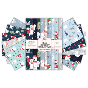 Blok Papierów Kreatywnych Świąteczny Biały Miś - do Scrapbookingu i Journalingu MaDam Creative