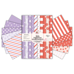 Blok Papierów Kreatywnych Koral I Lawendowe Stokrotki - Do Scrapbookingu I Journalingu MaDam Creative