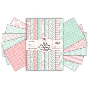 Blok Papierów Kreatywnych Ślub w kolorze mięty koralowej z damaszkiem - do Scrapbookingu i Journalingu MaDam Creative