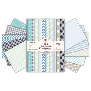 Blok Papierów Kreatywnych Vintage Geometryczne Błękity - do Scrapbookingu i Journalingu MaDam Creative