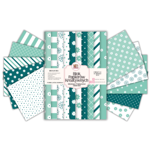 Blok Papierów Kreatywnych Miętowe i Turkusowe Stokrotki - do Scrapbookingu i Journalingu MaDam Creative