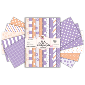 Blok Papierów Kreatywnych Brzoskwinia i Lawendowe Stokrotki - do Scrapbookingu i Journalingu MaDam Creative
