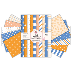 Blok Papierów Kreatywnych Stokrotki Niebiesko-Pomarańczowe - do Scrapbookingu i Journalingu MaDam Creative