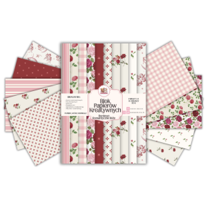 Blok Papierów Kreatywnych Bordowe Romantyczne Róże - do Scrapbookingu i Journalingu MaDam Creative