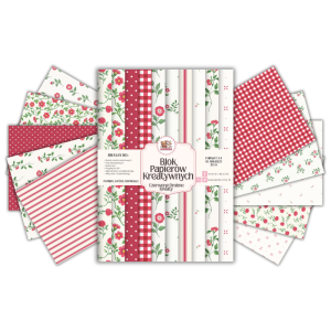 Blok Papierów Kreatywnych Czerwone Drobne Kwiaty - do Scrapbookingu i Journalingu MaDam Creative