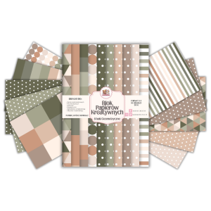 Blok Papierów Kreatywnych Khaki Geometryczne - do Scrapbookingu i Journalingu MaDam Creative
