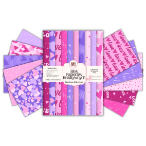 Blok Papierów Kreatywnych Fioletowe Walentynki - do Scrapbookingu i Journalingu MaDam Creative