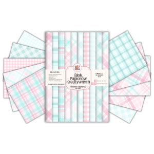 Blok Papierów Kreatywnych Różowo-Miętowe Kratki Walentynkowe - do Scrapbookingu i Journalingu MaDam Creative (