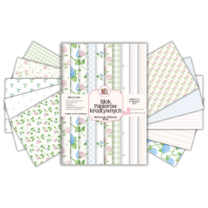 Blok Papierów Kreatywnych Hortensje i Różowe Róże - do Scrapbookingu i Journalingu MaDam Creative