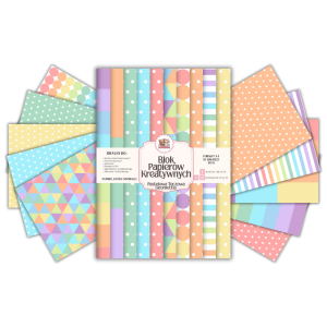 Blok Papierów Kreatywnych Pastelowa Tęczowa Geometria - do Scrapbookingu i Journalingu MaDam Creative
