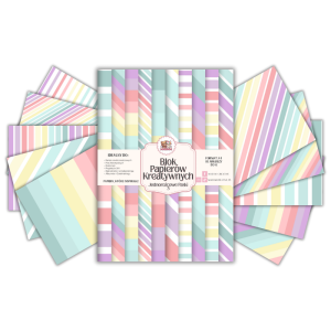 Blok Papierów Kreatywnych Jednorożcowe Paski 3 - do Scrapbookingu i Journalingu MaDam Creative