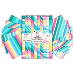 Blok Papierów Kreatywnych Jednorożcowe Paski 2 - do Scrapbookingu i Journalingu MaDam Creative