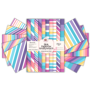 Blok Papierów Kreatywnych Jednorożcowe Paski - do Scrapbookingu i Journalingu MaDam Creative