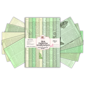 Blok Papierów Kreatywnych Zielona Encyklopedia Vintage - do Scrapbookingu i Journalingu MaDam Creative