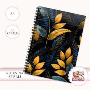 Notes A5 gładki 80 kartek Kwiaty na Ciemnym Tle Elegancki Styl MaDam Creative