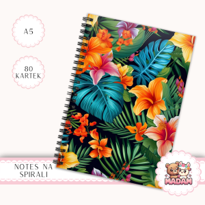 Notes A5 gładki 80 kartek Kwiaty Tropikalne Liście Egzotyczne MaDam Creative