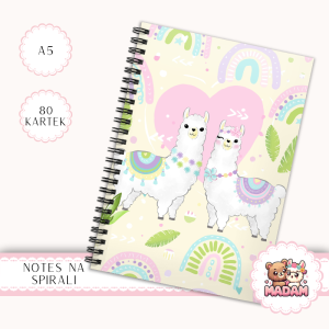 Notes A5 gładki 80 kartek Dwie Lamy Tęcze Pastelowe MaDam Creative
