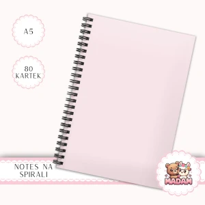 Notes A5 w kropki 80 kartek Jednokolorowy Pastelowy Pudrowy Róż MaDam Creative