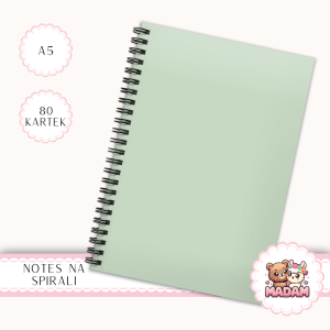 Notes A5 w kratkę 80 kartek Jednokolorowy Pastelowy Zielony Szałwiowy MaDam Creative