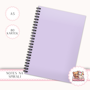 Notes A5 w kratkę 80 kartek Jednokolorowy Pastelowy Lawendowy MaDam Creative