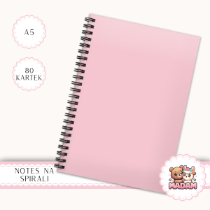 Notes A5 gładki 80 kartek Jednokolorowy Pastelowy Róż MaDam Creative