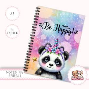 Notes A5 w kropki 80 kartek Be Happy Panda Jednorożec MaDam Creative
