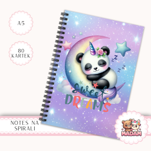 Notes A5 gładki 80 kartek Panda Sweet Dreams Księżyc MaDam Creative