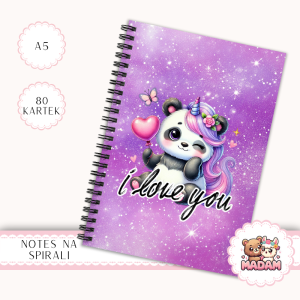 Notes A5 w kratkę 80 kartek Panda I Love You Serduszko MaDam Creative