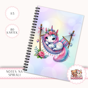Notes A5 gładki 80 kartek Jednorożec w Hamaku Pastelowy MaDam Creative