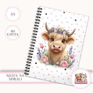 Notes A5 w kropki 80 kartek Krówka w Kwiatach Polne Kwiaty MaDam Creative