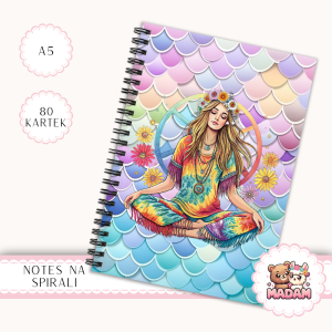 Notes A5 gładki 80 kartek Dziewczyna Yoga Mandala Pastelowa MaDam Creative