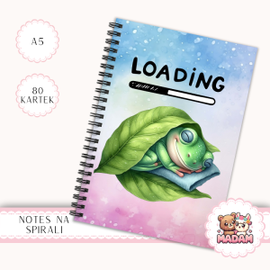 Notes A5 gładki 80 kartek Żabka Loading Funny Pastelowy MaDam Creative
