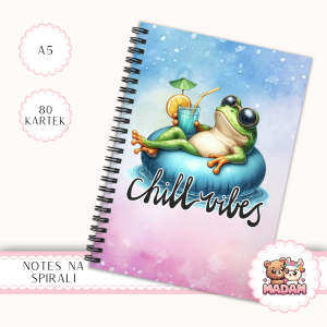 Notes A5 gładki 80 kartek Żaba Chill Vibes Tropikalny MaDam Creative