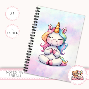 Notes A5 gładki 80 kartek Jednorożec Medytujący Pastelowy MaDam Creative