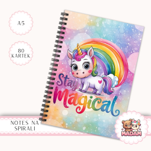 Notes A5 gładki 80 kartek Stay Magical Jednorożec Tęcza MaDam Creative