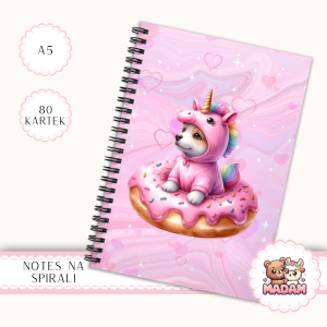 Notes A5 gładki 80 kartek Pies Jednorożec Pastelowy Donut MaDam Creative