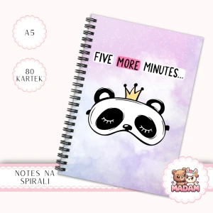 Notes A5 w kropki 80 kartek Panda Five More Minutes MaDam Creative