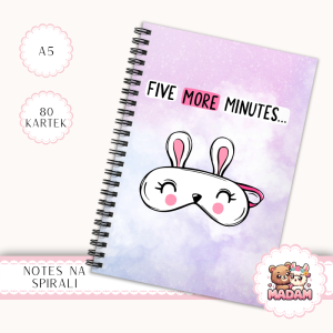 Notes A5 gładki 80 kartek Królik Five More Minutes MaDam Creative