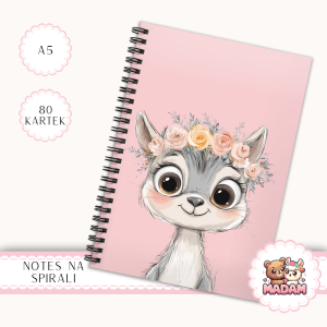 Notes A5 w kropki 80 kartek Lama w Wianku Pastelowy Styl MaDam Creative